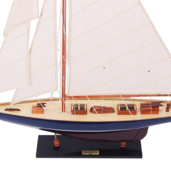 HomeRoots 38" Hand-Painted Unfinished Wood Model Boat - Nautical Decor for Home, Gift, and Tabletop Display 624667