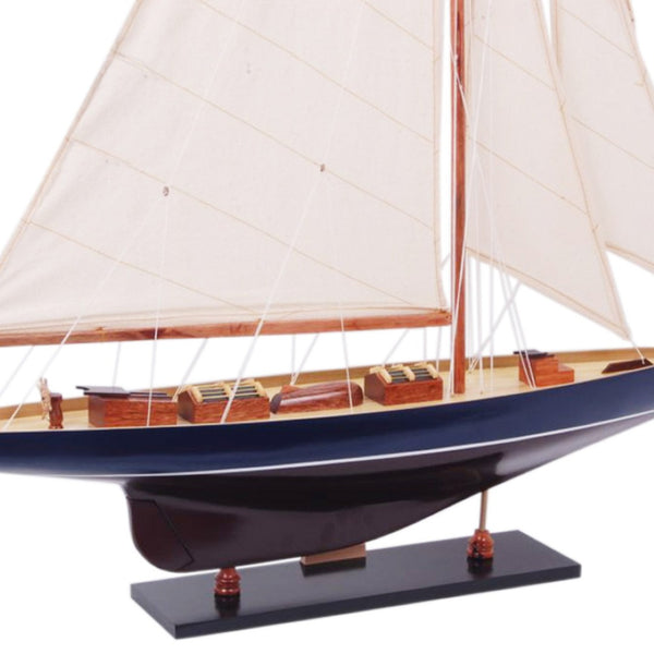 HomeRoots 38" Hand-Painted Unfinished Wood Model Boat - Nautical Decor for Home, Gift, and Tabletop Display 624667