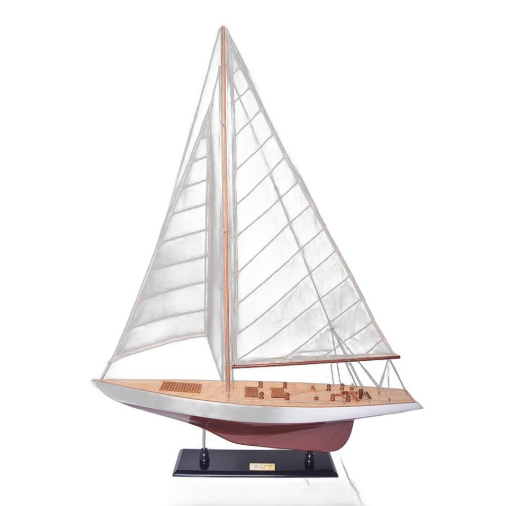 HomeRoots 8" Hand-Painted Wooden Model Boat - Nautical Décor, Vintage Charm for Home or Office Accent Piece 624674