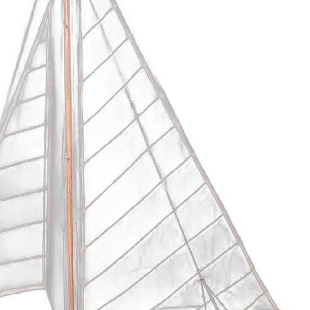 HomeRoots 8" Hand-Painted Wooden Model Boat - Nautical Décor, Vintage Charm for Home or Office Accent Piece 624674