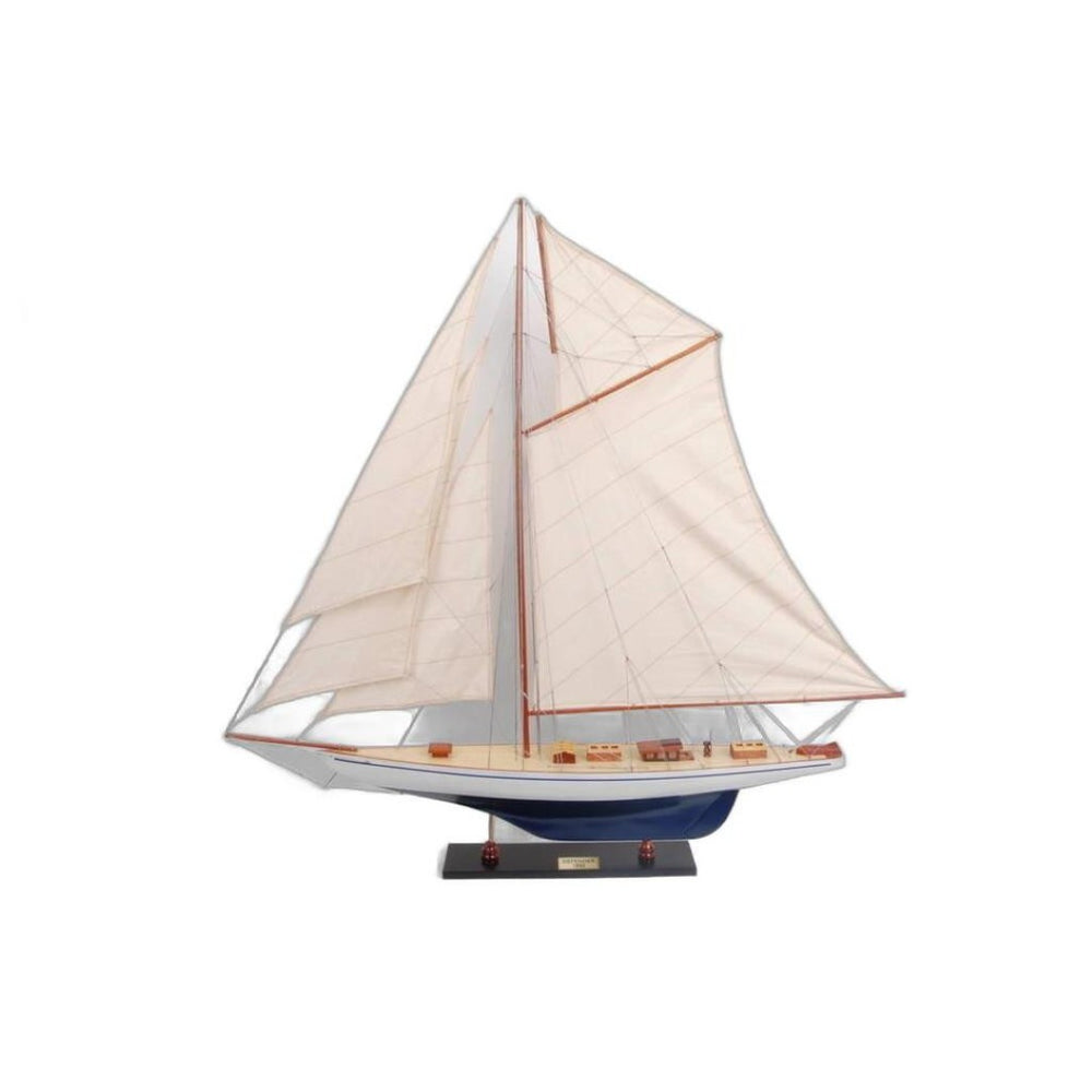 HomeRoots 41" Hand-Painted Unfinished Wood Model Boat - Vintage Charm with Artisan Craftsmanship for Home Decor 624675