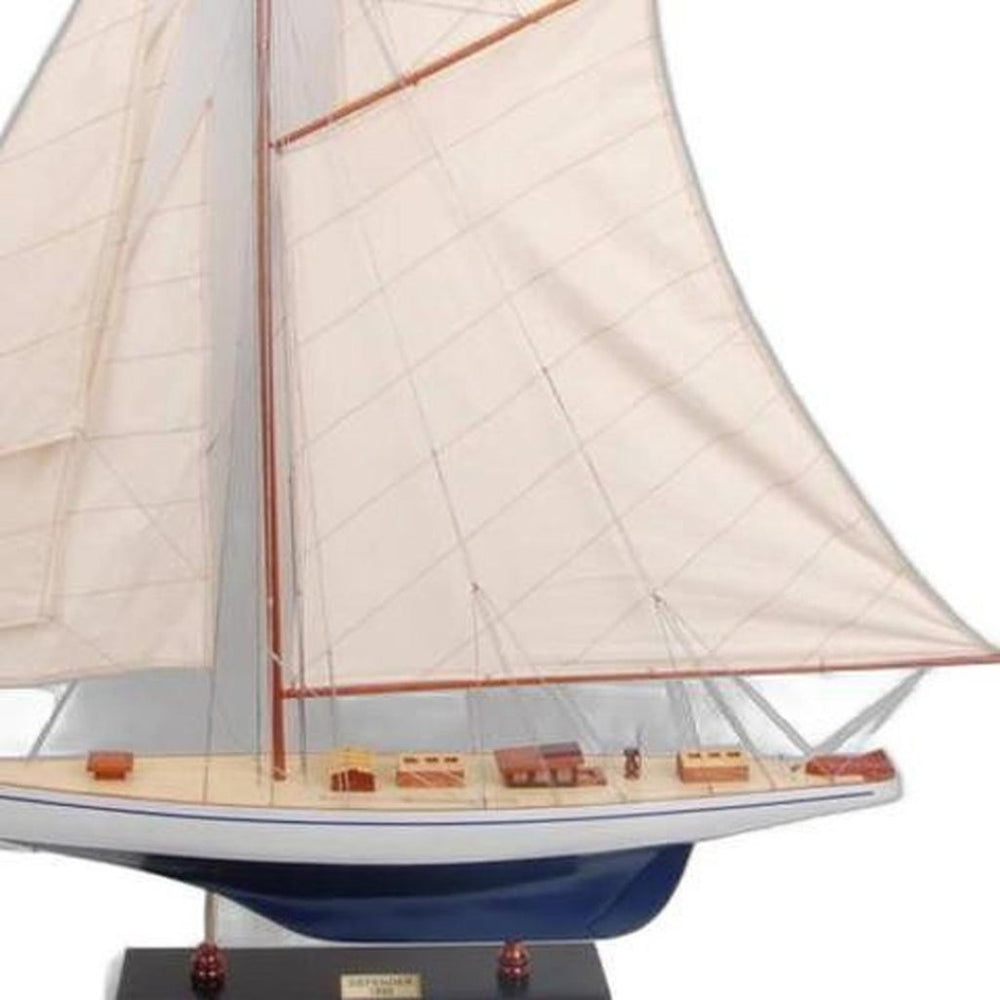 HomeRoots 41" Hand-Painted Unfinished Wood Model Boat - Vintage Charm with Artisan Craftsmanship for Home Decor 624675