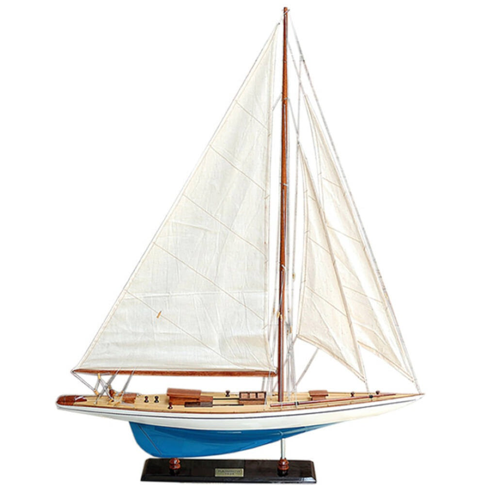 HomeRoots 39" Hand Painted Unfinished Wood Model Boat – Vintage Charm for Home Décor & Unique Gift Idea 624677