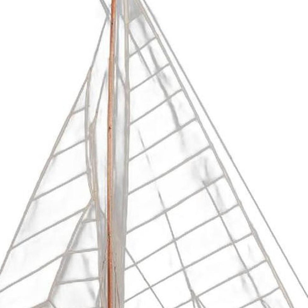 HomeRoots 39" Hand-Painted Vintage Wood Model Boat - Unique Décor for Coastal, Farmhouse, or Eclectic Interiors 624679