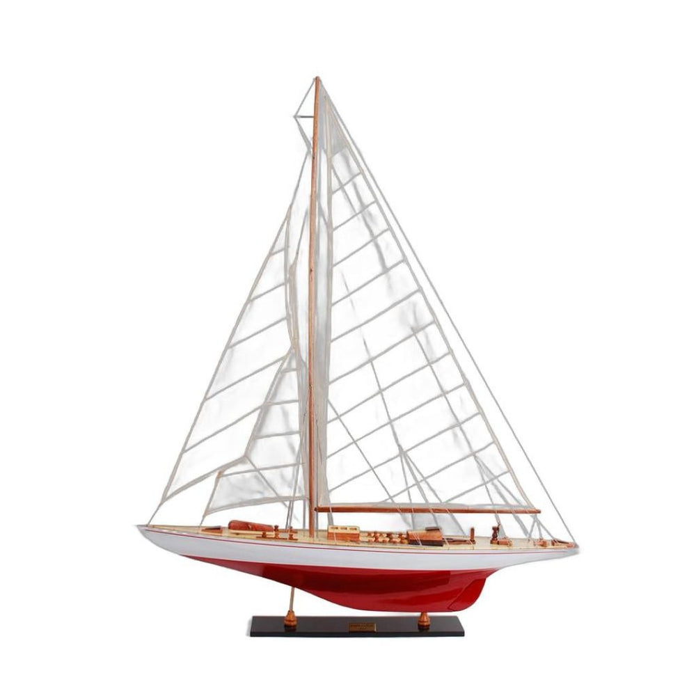 HomeRoots 39" Hand-Painted Vintage Wood Model Boat - Unique Décor for Coastal, Farmhouse, or Eclectic Interiors 624679