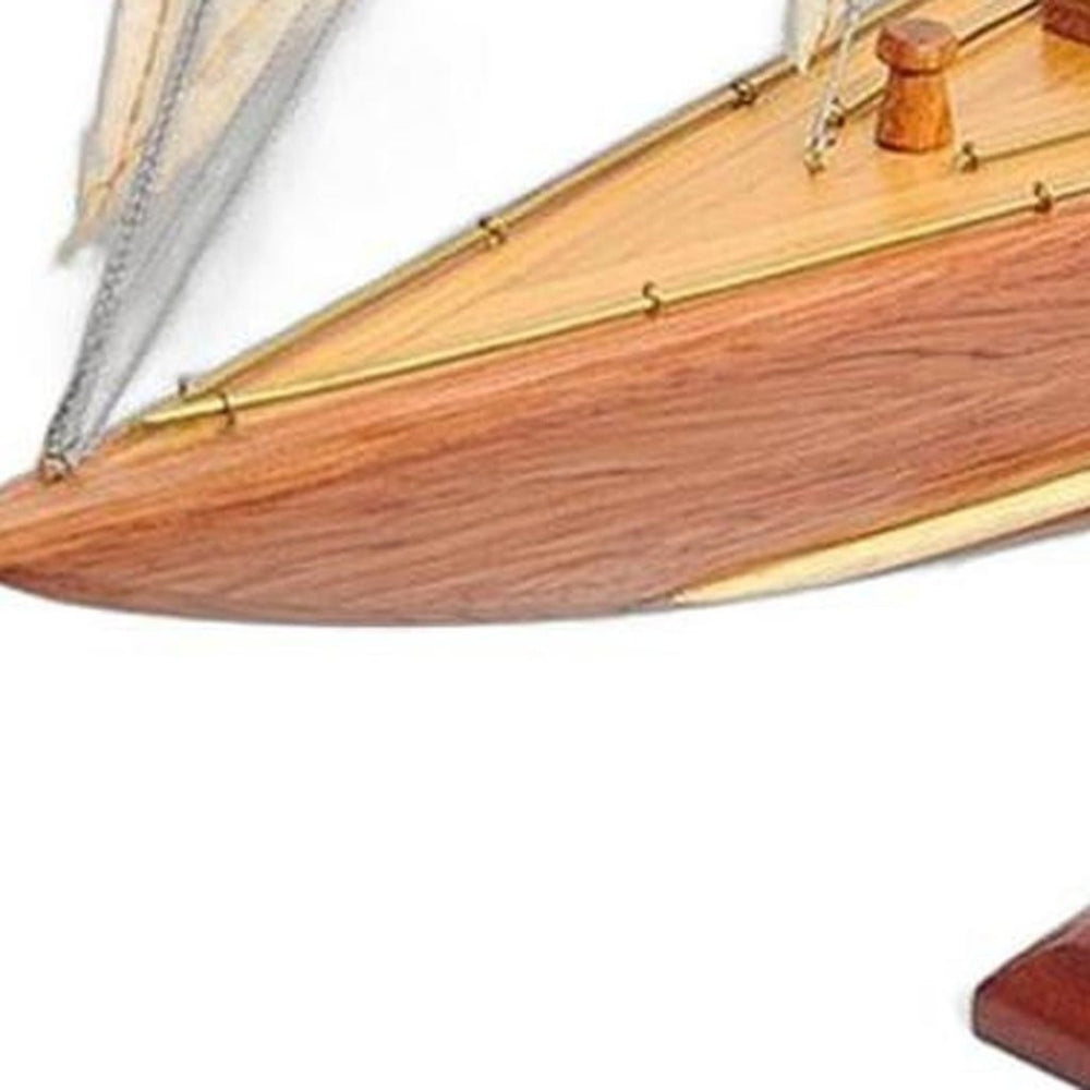 HomeRoots 39" Hand-Painted Unfinished Wood Model Boat - Vintage Nautical Decor for Home, Gifts & Accents 624681