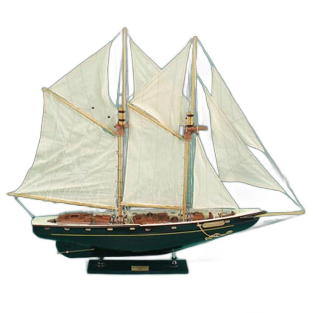 HomeRoots 33" Hand-Painted Wooden Model Boat – Vintage Nautical Decor for Home, Gift for Any Occasion! 624684