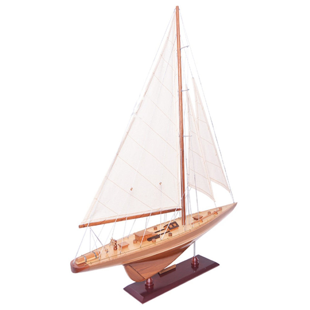 HomeRoots 39" Hand-Painted Unfinished Wood Model Boat - Vintage Coastal Decor for Home & Unique Gift Ideas 624685