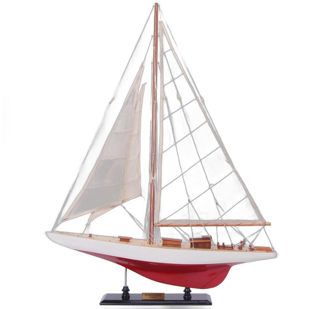 HomeRoots 31" Hand-Painted Unfinished Wood Model Boat - Vintage Coastal Décor for Homes & Unique Gifts 624686