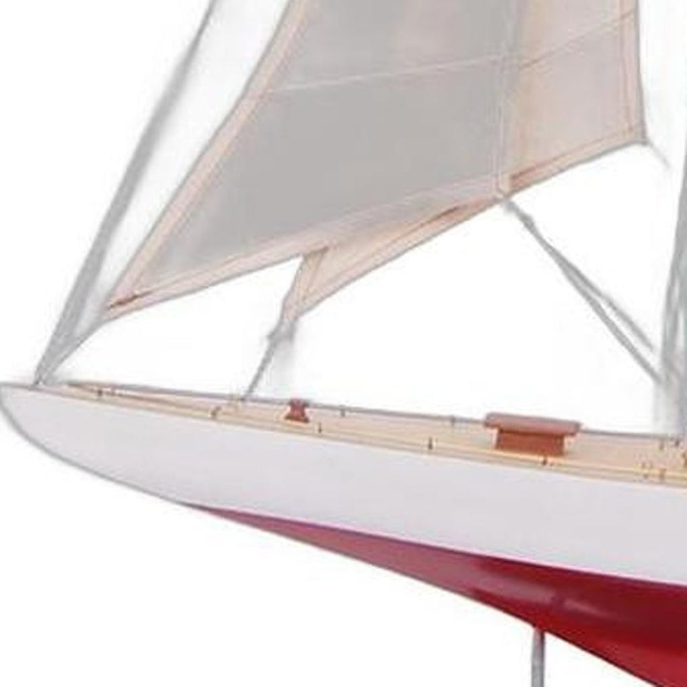 HomeRoots 31" Hand-Painted Unfinished Wood Model Boat - Vintage Coastal Décor for Homes & Unique Gifts 624686