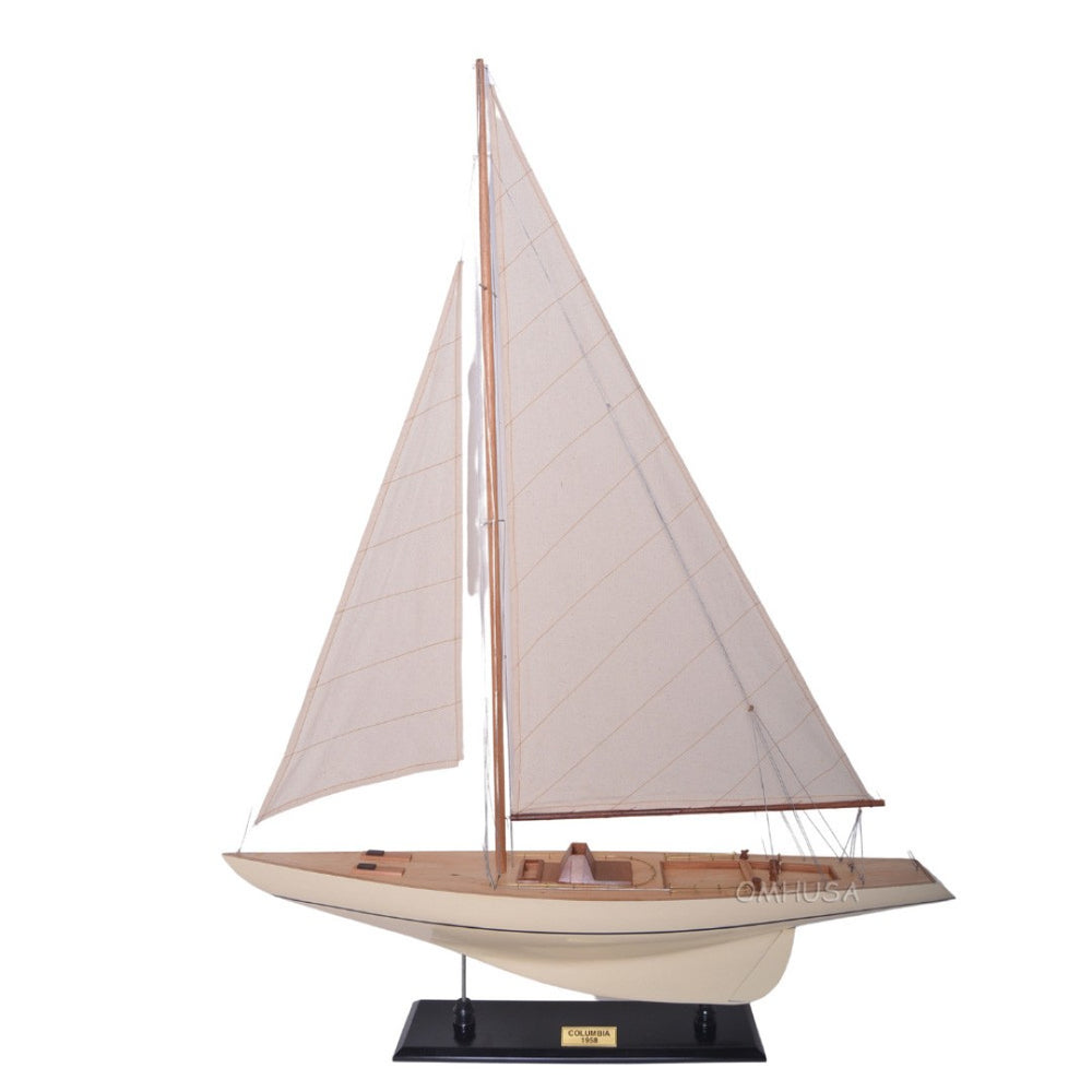 HomeRoots 30" Hand-Painted Wooden Model Boat - Vintage Nautical Charm for Home Decor and Unique Gift Ideas 624687