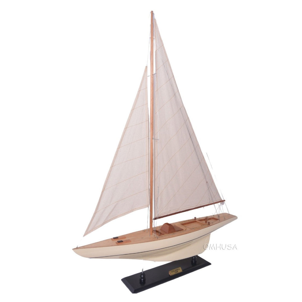 HomeRoots 30" Hand-Painted Wooden Model Boat - Vintage Nautical Charm for Home Decor and Unique Gift Ideas 624687
