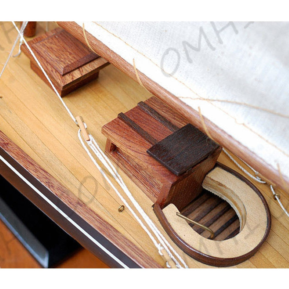 HomeRoots 28" Hand-Painted Unfinished Wood Model Boat - Vintage Nautical Charm for Home Décor & Gifting 624689