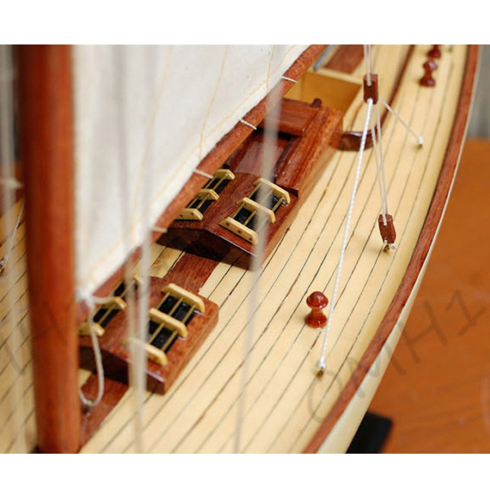 HomeRoots 32" Hand-Painted Unfinished Wood Model Boat - Vintage Charm for Home Decor & Gift Ideas! 624690
