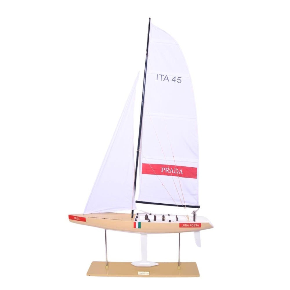 HomeRoots 52" Hand-Painted Unfinished Wood Model Boat - Vintage Nautical Décor, Unique Gift for Home Accents 624691
