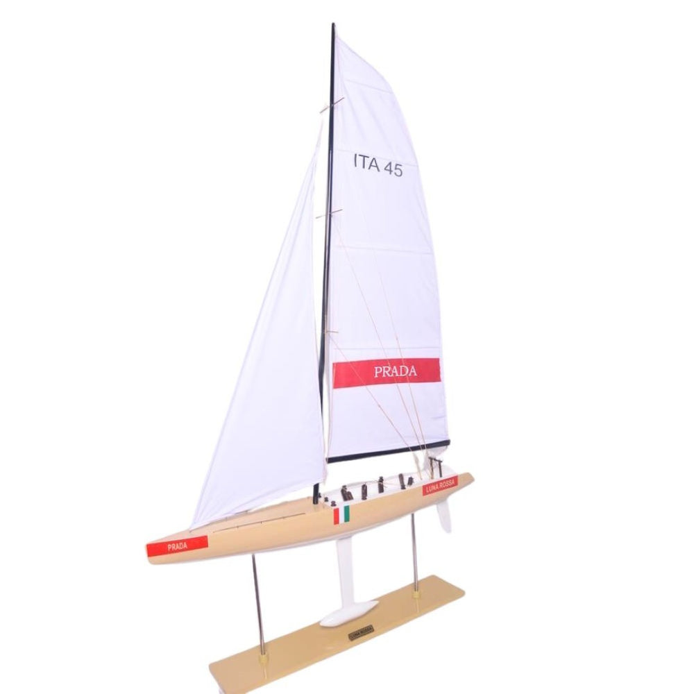 HomeRoots 52" Hand-Painted Unfinished Wood Model Boat - Vintage Nautical Décor, Unique Gift for Home Accents 624691