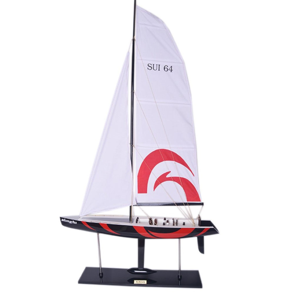 HomeRoots 52" Handcrafted Vintage Wooden Model Boat - Coastal Décor, Unique Gift, Tall Accent for Home Styling 624692