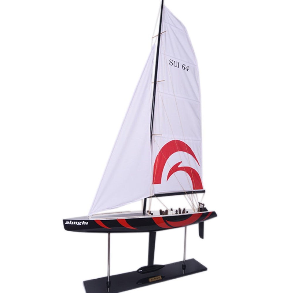 HomeRoots 52" Handcrafted Vintage Wooden Model Boat - Coastal Décor, Unique Gift, Tall Accent for Home Styling 624692