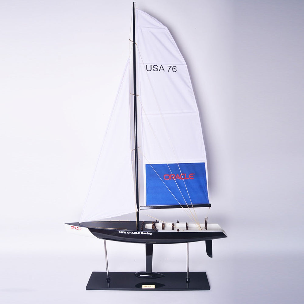 HomeRoots 52" Hand-Painted Unfinished Wood Model Boat – Vintage Nautical Charm for Home Décor and Gifts 624693