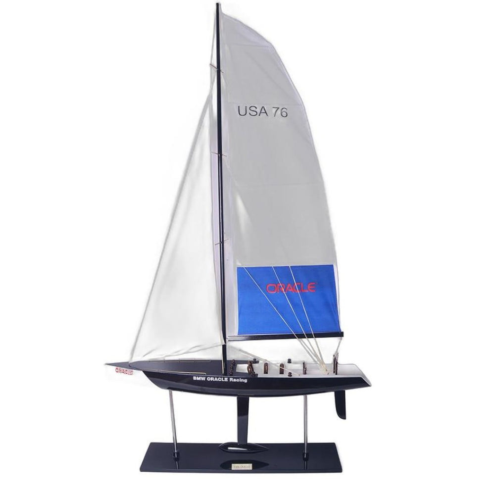 HomeRoots 52" Hand-Painted Unfinished Wood Model Boat – Vintage Nautical Charm for Home Décor and Gifts 624693