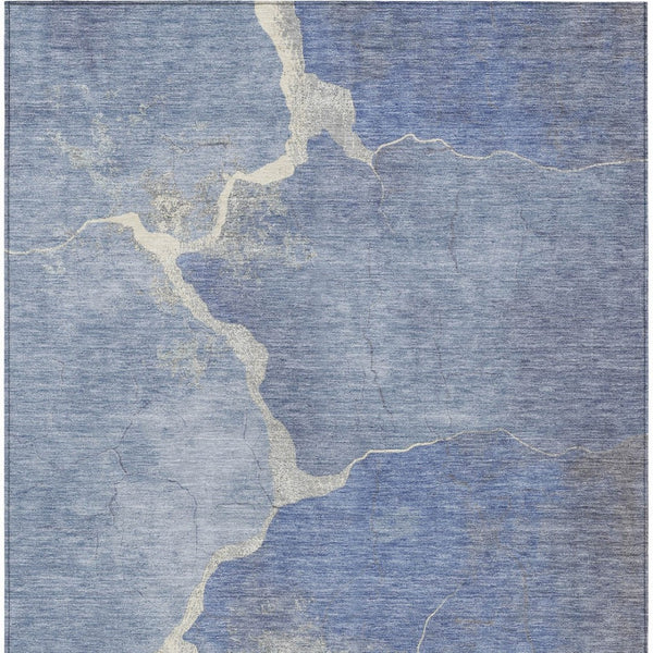 HomeRoots 9' X 12' Denim Blue & Beige Abstract Area Rug – Stylish, Washable, Durable for Indoor & Outdoor Spaces 624699