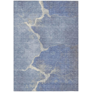 HomeRoots 10' Denim Blue & Beige Abstract Area Rug - Durable, Washable Indoor/Outdoor Rug for High Traffic Spaces 624700