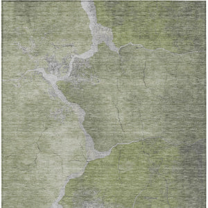HomeRoots 5' Contemporary Green and Beige Abstract Washable Area Rug for Indoor & Outdoor Spaces, Durable Design 624702