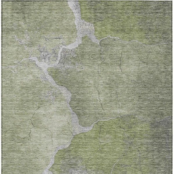 HomeRoots 5' Contemporary Green and Beige Abstract Washable Area Rug for Indoor & Outdoor Spaces, Durable Design 624702