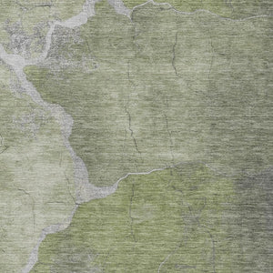 HomeRoots 5' Contemporary Green and Beige Abstract Washable Area Rug for Indoor & Outdoor Spaces, Durable Design 624702
