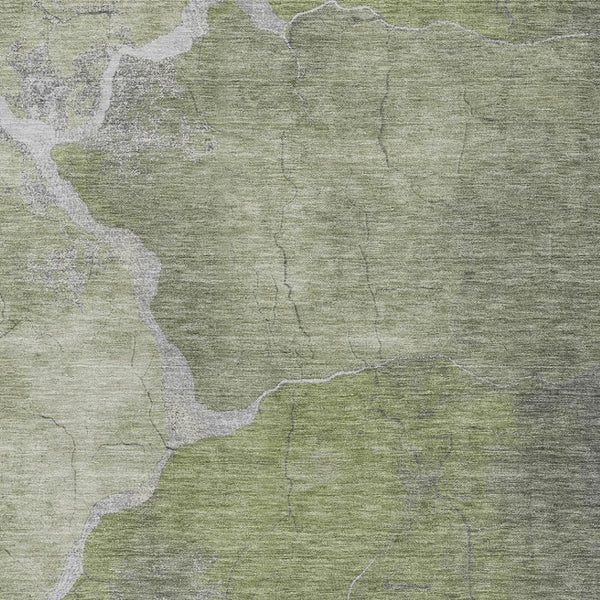 HomeRoots 5' Contemporary Green and Beige Abstract Washable Area Rug for Indoor & Outdoor Spaces, Durable Design 624702