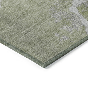 HomeRoots 8' Green and Beige Round Abstract Rug - Durable, Washable, Stylish for Indoor & Outdoor Spaces 624703