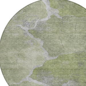 HomeRoots 8' Green and Beige Round Abstract Rug - Durable, Washable, Stylish for Indoor & Outdoor Spaces 624703