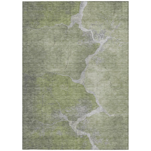 HomeRoots 8' X 10' Green and Beige Abstract Washable Area Rug - Durable, Easy-Care for Indoor & Outdoor Spaces 624704