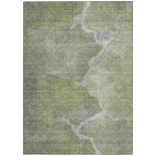 HomeRoots 8' X 10' Green and Beige Abstract Washable Area Rug - Durable, Easy-Care for Indoor & Outdoor Spaces 624704