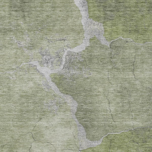HomeRoots 8' X 10' Green and Beige Abstract Washable Area Rug - Durable, Easy-Care for Indoor & Outdoor Spaces 624704
