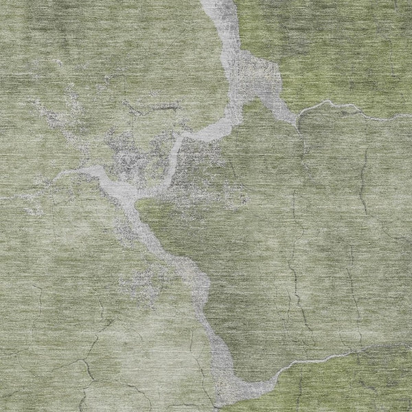 HomeRoots 8' X 10' Green and Beige Abstract Washable Area Rug - Durable, Easy-Care for Indoor & Outdoor Spaces 624704