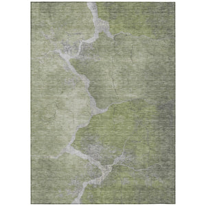 HomeRoots 9' X 12' Stylish Green and Beige Abstract Washable Rug for Indoor & Outdoor Living Spaces 624705