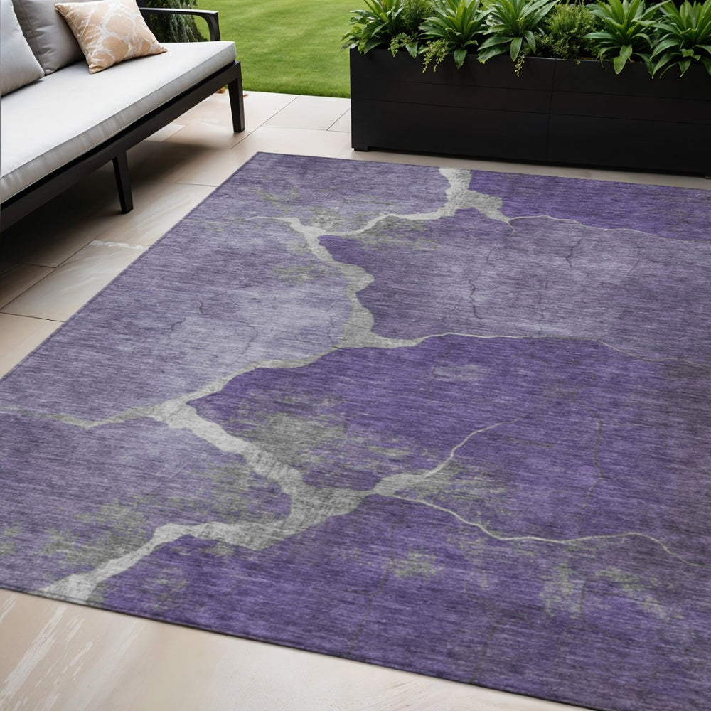 HomeRoots 5' X 8' Purple And Beige Abstract Area Rug - Stylish, Washable, Durable for Indoor & Outdoor Spaces 624720