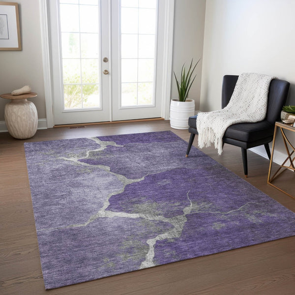 HomeRoots 5' X 8' Purple And Beige Abstract Area Rug - Stylish, Washable, Durable for Indoor & Outdoor Spaces 624720