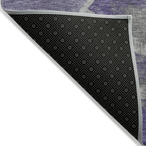 HomeRoots 8' Purple and Beige Round Abstract Area Rug - Stylish, Durable, Washable for Indoor/Outdoor Spaces 624721
