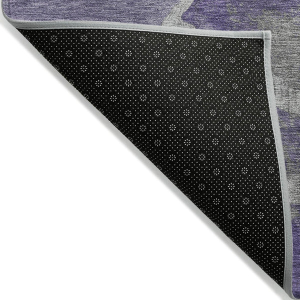 HomeRoots 8' Purple and Beige Round Abstract Area Rug - Stylish, Durable, Washable for Indoor/Outdoor Spaces 624721