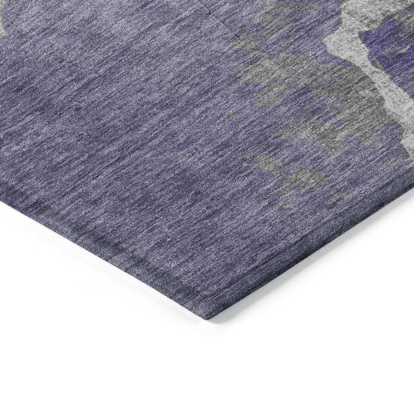HomeRoots 8' Purple and Beige Round Abstract Area Rug - Stylish, Durable, Washable for Indoor/Outdoor Spaces 624721