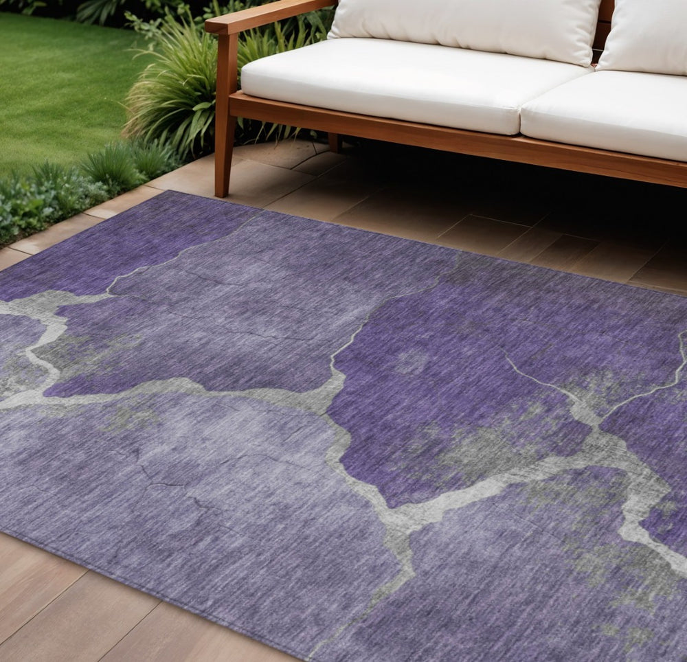 HomeRoots 8' X 10' Washable Purple and Beige Abstract Area Rug – Stylish, Durable, Indoor/Outdoor Perfection! 624722