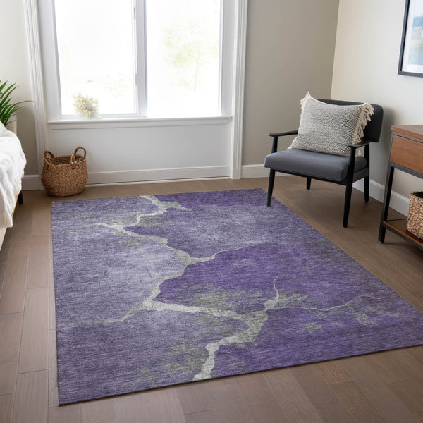 HomeRoots 8' X 10' Washable Purple and Beige Abstract Area Rug – Stylish, Durable, Indoor/Outdoor Perfection! 624722