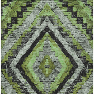 HomeRoots 5' X 8' Artichoke Green & Gray Aztec Rug - Stylish, Washable, Durable for Indoor & Outdoor Use! 624732