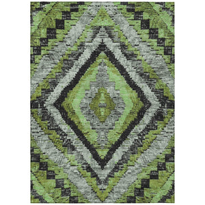 HomeRoots 5' X 8' Artichoke Green & Gray Aztec Rug - Stylish, Washable, Durable for Indoor & Outdoor Use! 624732