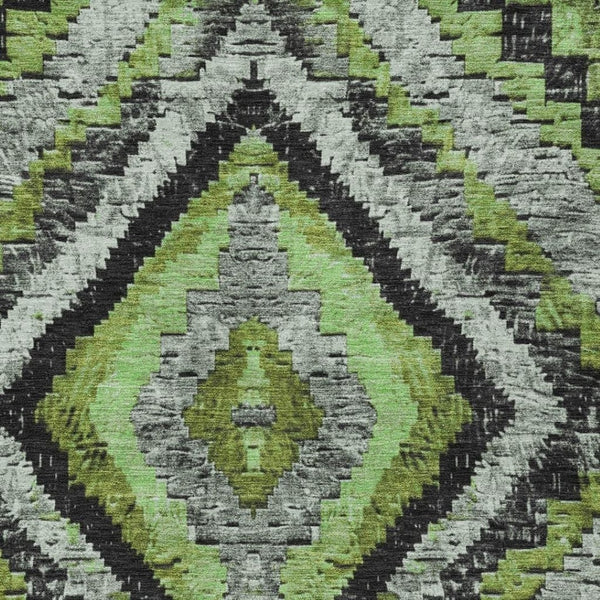HomeRoots 5' X 8' Artichoke Green & Gray Aztec Rug - Stylish, Washable, Durable for Indoor & Outdoor Use! 624732
