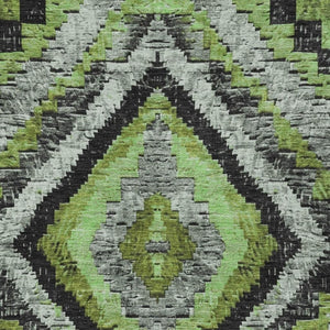 HomeRoots 9' X 12' Artichoke Green & Gray Aztec Indoor Outdoor Rug - Durable, Washable, Stylish for All Spaces 624735