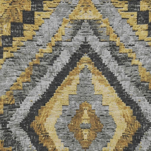 HomeRoots 8' X 10' Gold and Gray Aztec Area Rug - Stylish, Durable, Washable Design for Indoor & Outdoor Use 624752