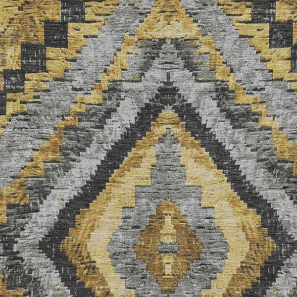 HomeRoots 8' X 10' Gold and Gray Aztec Area Rug - Stylish, Durable, Washable Design for Indoor & Outdoor Use 624752